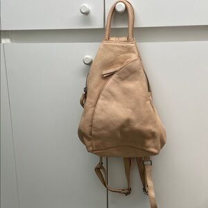 Free People Beige Leather Backpack